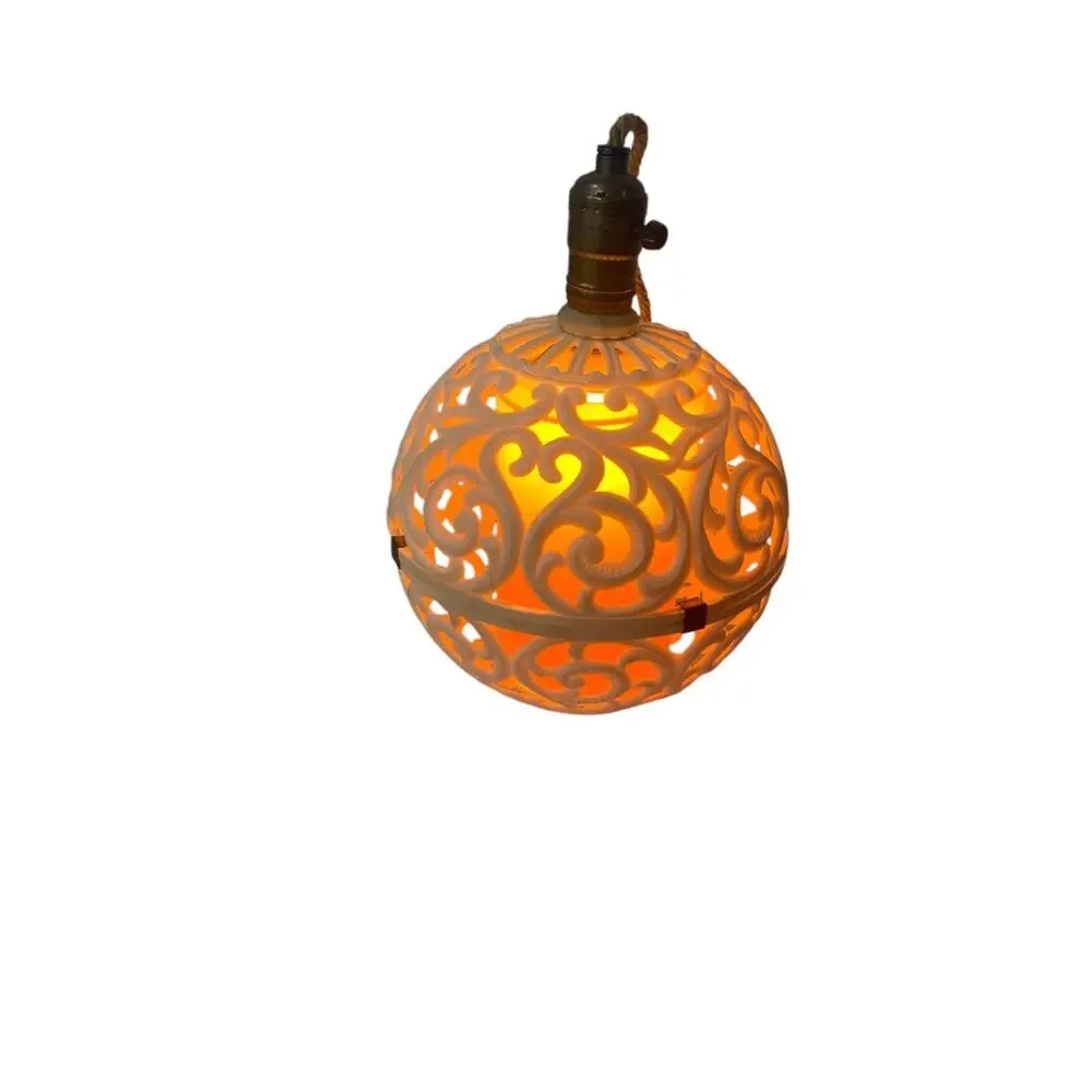 Hard Plastic MidCentury Light Fixture Hanging Plug in Working